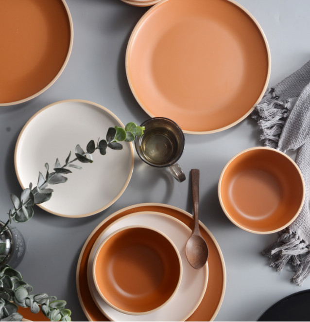 Gufaith Melamine Dinnerware Sets 12pcs, Plates and Bowls for 4, Unbreakable Dinnerware Sets, Ideal Dinnerware for Party,