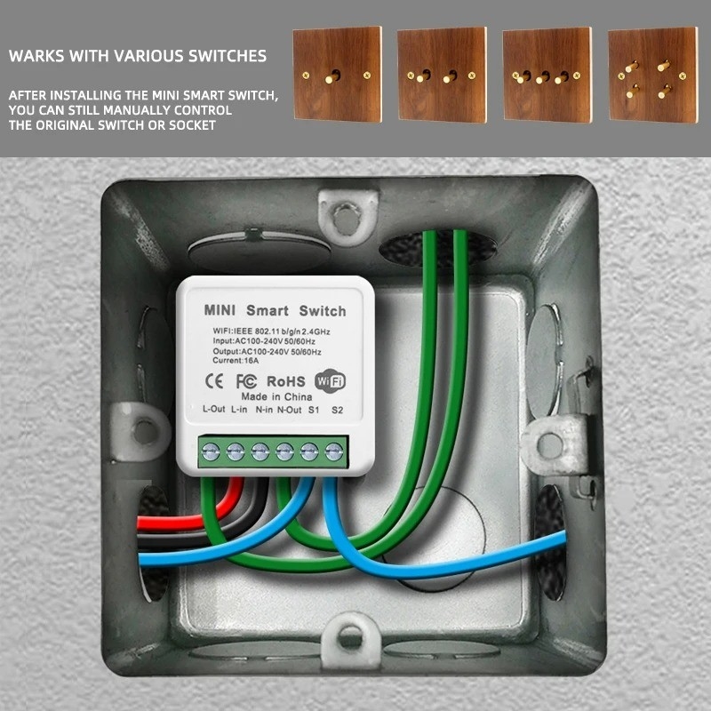 Smart Home Essential Light Switch Panel Solid Wood WiFi Voice Command
