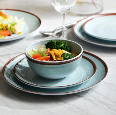 Verte 12 pcs Melamine ensemble de vaisselle de dîner Plateaux et bols Morden