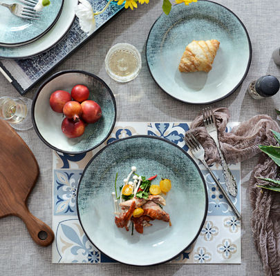 Ensemble de vaisselle en mélamine verte de 12 pièces pour une utilisation en extérieur à l' intérieur