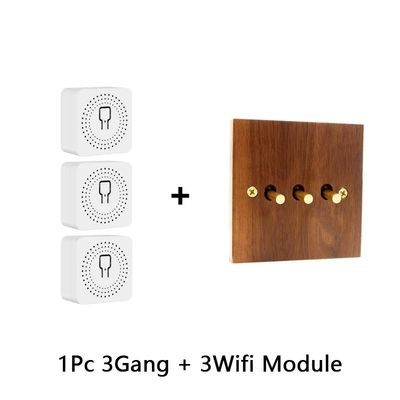Couverture en bois massif basculant panneau de commutateur lumineux en laiton Home Wall Switch 86 Type Levier artisanal Levier caché