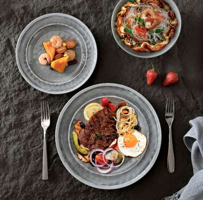 Ensembles de vaisselle en mélamine, ensembles de assiettes et de bols, ensembles de vaisselle de 12 pièces pour 4 assiettes pour le camping à l'intérieur et à l'extérieur
