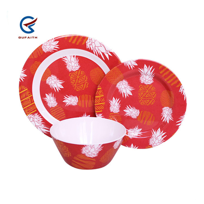 3 PCS Set de vaisselle rouge en mélamine pour le camping Cuisine à usage extérieur intérieur