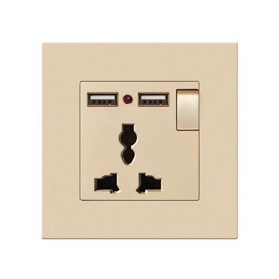 Panneau de commutation de la lampe de recharge en mélamine 13A 16A USB Type C